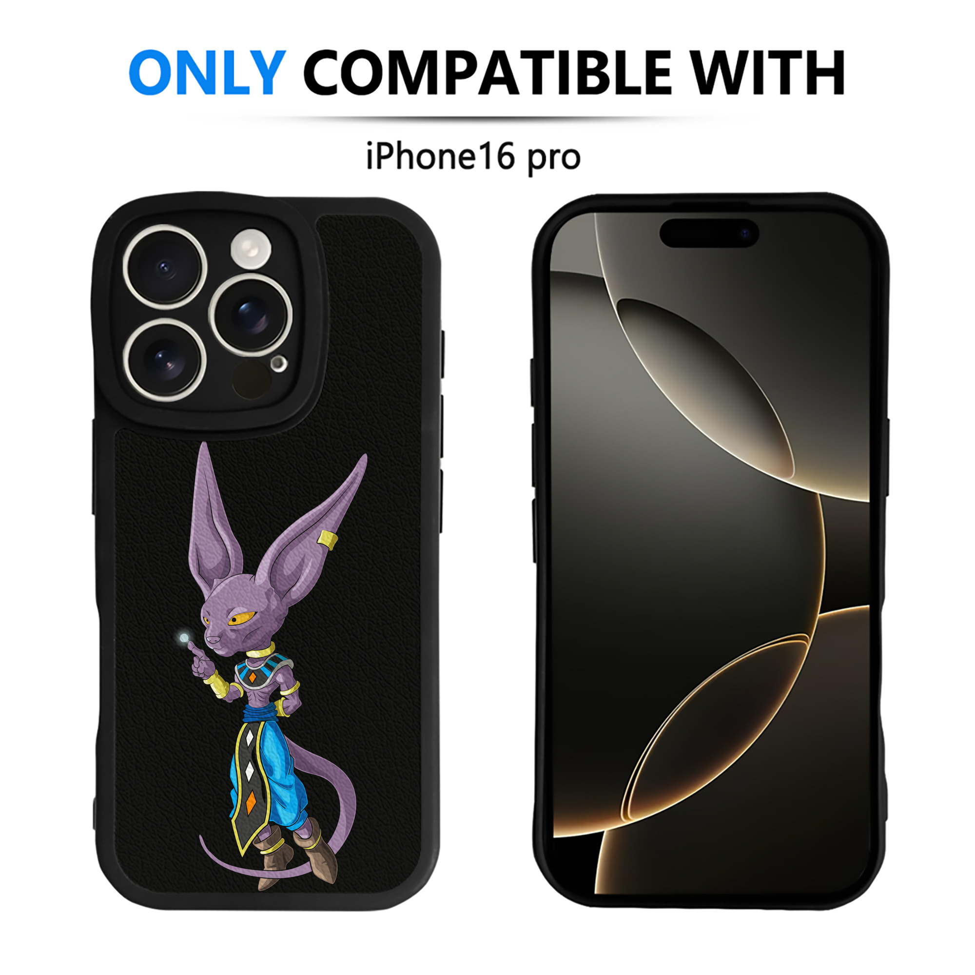 （画像用） ドラゴンボール ビルス 破壊神ビルス DRAGON BALL Beerus Birusu 【iPhone 16シリーズ対応】シリコンスマホケース（レザー調） 材質：シリコン